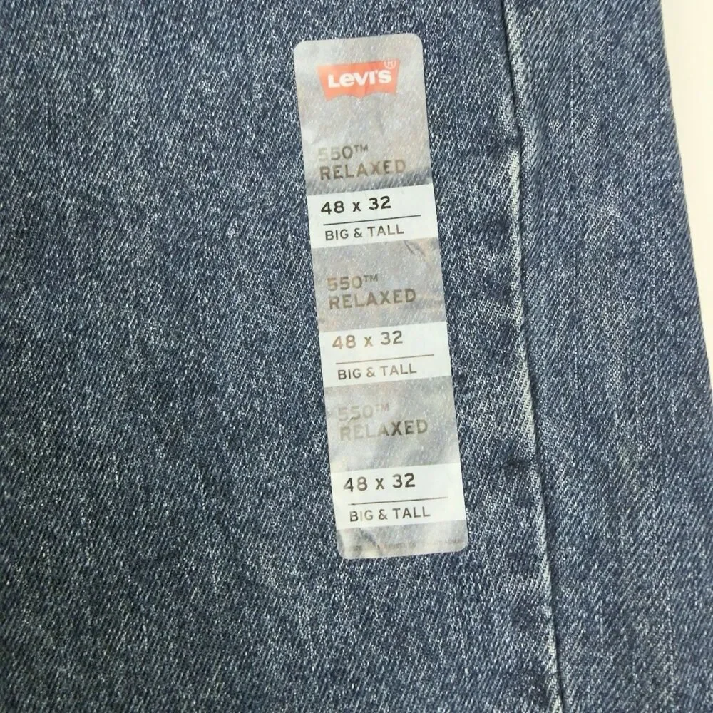 Levis 550 Jeans Men's 46x32 Big & Tall Tapered Leg Medium Wash Blue Denim NWT